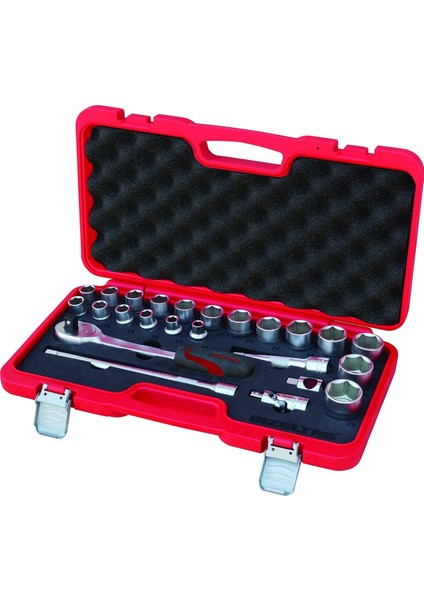 1113002024 1/2″ Lokma Anahtar Takımı (U Kolsuz), Krom, 24 Parça