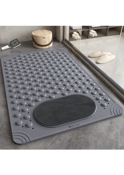 1 Adet Antrasit Silikon Banyo Paspası Duş Kaydırmazı Vantuzlu Kaymaz Tabanlı Banyo PASPASI36 x 69,5 cm