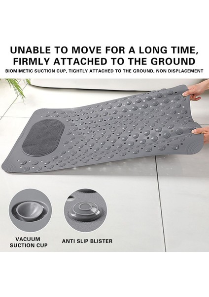 1 Adet Antrasit Silikon Banyo Paspası Duş Kaydırmazı Vantuzlu Kaymaz Tabanlı Banyo PASPASI36 x 69,5 cm