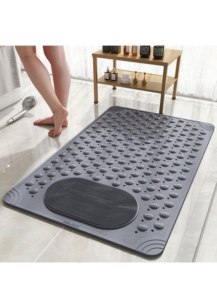 1 Adet Antrasit Silikon Banyo Paspası Duş Kaydırmazı Vantuzlu Kaymaz Tabanlı Banyo PASPASI36 x 69,5 cm