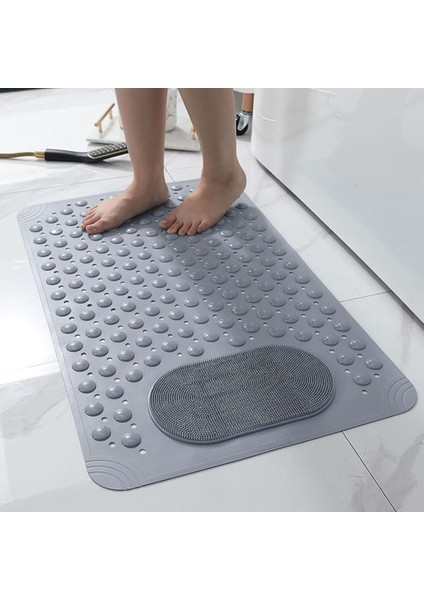 1 Adet Antrasit Silikon Banyo Paspası Duş Kaydırmazı Vantuzlu Kaymaz Tabanlı Banyo PASPASI36 x 69,5 cm