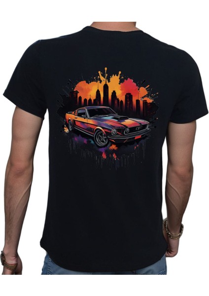 Splash Car T-Shirt %100 Pamuklu Siyah Penye Basic Erkek Tişört