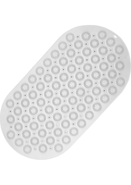 1 Adet Beyaz Duşa Kabin Banyo & Duş Kaydırmazı & Küvet Paspası Vantuzlu Yapışır Oval Masajlı 37 x 69 cm