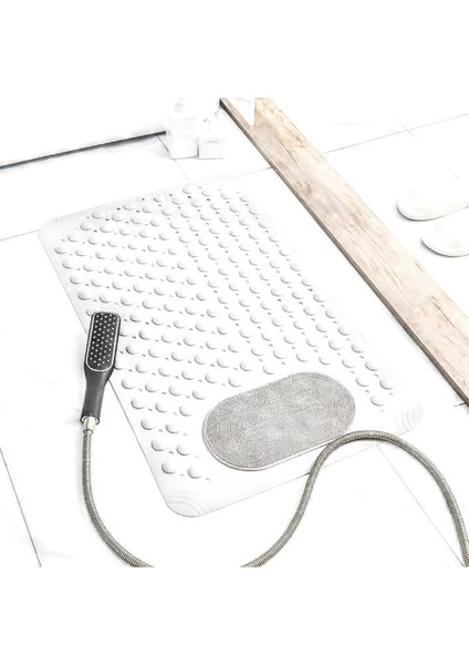 1 Adet Beyaz Renk Silikon Kaymaz Tabanlı Banyo Paspası Duş Kaydırmazı Vantuzlu 36 x 69,5 cm modelleri