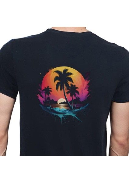 Hawaii T-Shirt Pamuklu Siyah Penye Basic Erkek Tişört modelleri