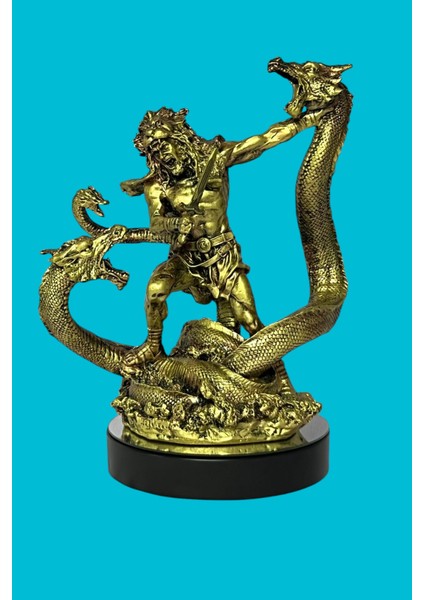 Herkül Hydra Mitolojik Heykel Biblo Altın 30 cm