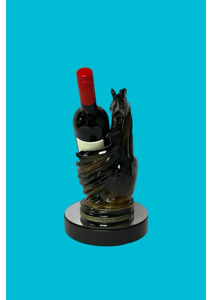 At Figürlü Şişe Tutucu Şaraplık Biblo Kahverengi 28 cm