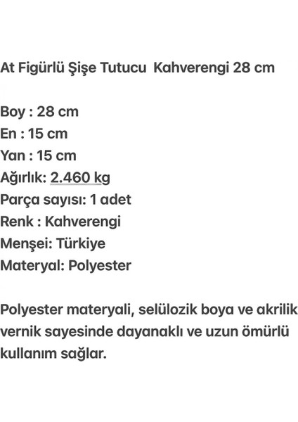 At Figürlü Şişe Tutucu Şaraplık Biblo Kahverengi 28 cm