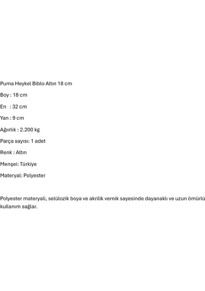 Mitolojik Yırtıcı Heykel Biblo Altın 18 cm