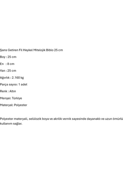 Şans Getiren Fil Heykel Mitelojik Biblo 25 cm