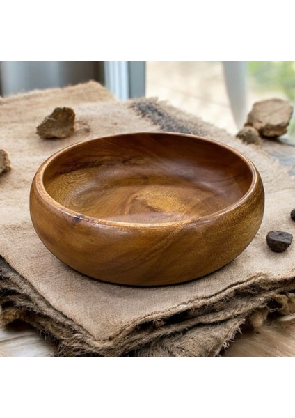 Rustik Ahşap Dekoratif Kase- Ev Dekoru ve Mutfak Sunumu-Çerez, Salata, Meyve SUNUMU-25X9CM fırsatları