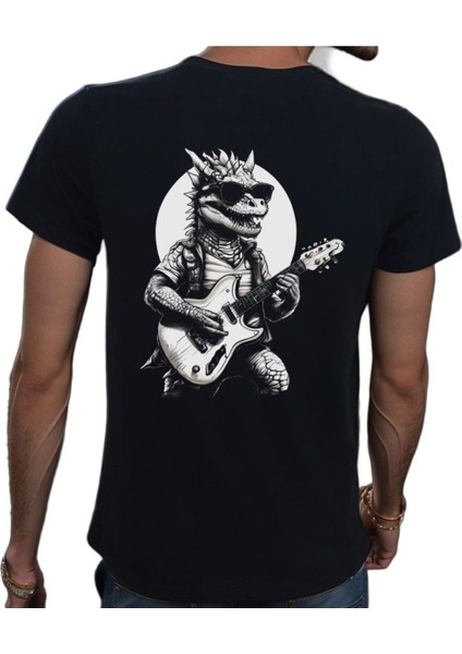 Guitar T-Shirt %100 Pamuklu Siyah Penye Basic Erkek Tişört