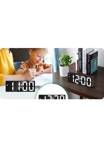 Ses Kontrolü Dijital Çalar Saat Sıcaklık Çift Alarm Erteleme Masaüstü Masa Saati Gece Modu 12/24H LED Saat