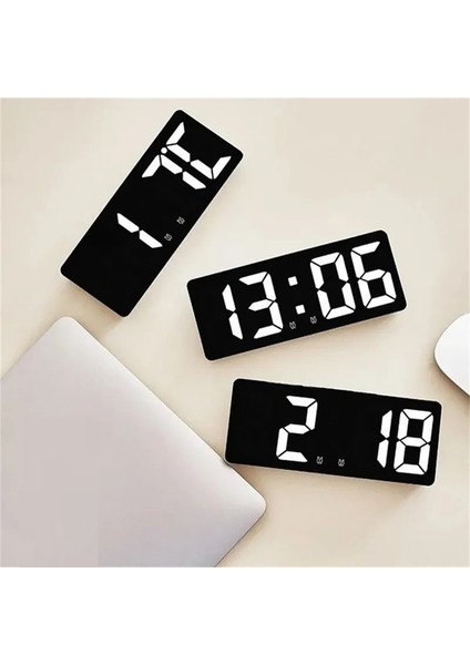 Ses Kontrolü Dijital Çalar Saat Sıcaklık Çift Alarm Erteleme Masaüstü Masa Saati Gece Modu 12/24H LED Saat