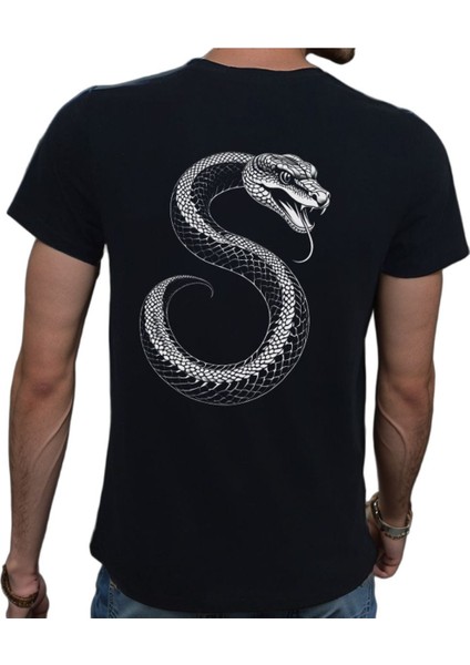 Tattoo T-Shirt Pamuklu Siyah Penye Basic Erkek Tişört