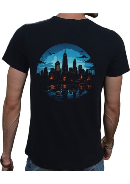 City T-Shirt %100 Pamuklu Siyah Penye Basic Erkek Tişört