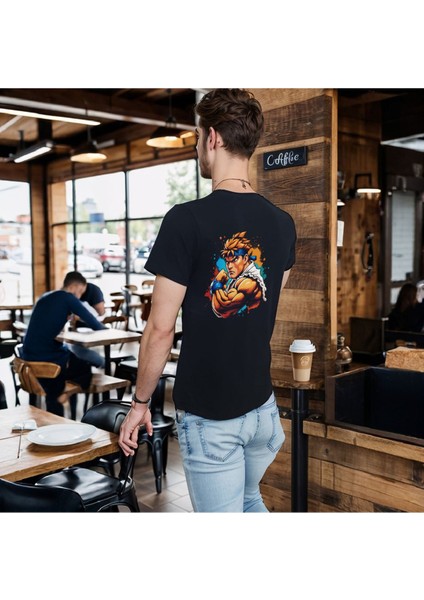 Splash Fight T-Shirt Pamuklu Siyah Penye Basic Erkek Tişört fırsatları