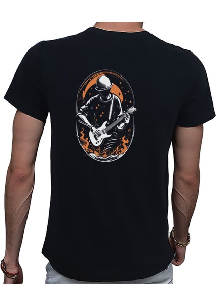 Elip Guitar T-Shirt %100 Pamuklu Siyah Penye Basic Erkek Tişört