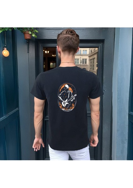 Elip Guitar T-Shirt %100 Pamuklu Siyah Penye Basic Erkek Tişört fırsatları
