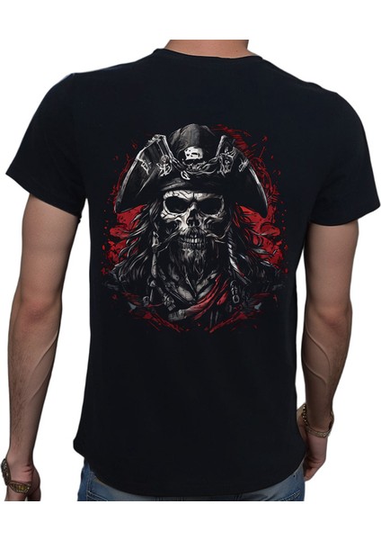 Pirate T-Shirt %100 Pamuklu Siyah Penye Basic Erkek Tişört