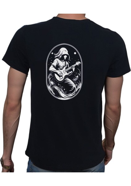 Elip Guitar T-Shirt %100 Pamuklu Siyah Penye Basic Erkek Tişört