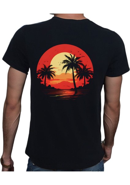 Island T-Shirt %100 Pamuklu Siyah Penye Basic Erkek Tişört