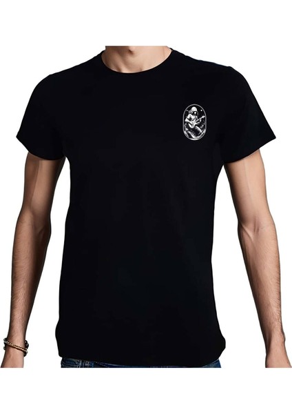 Elip Guitar T-Shirt %100 Pamuklu Siyah Penye Basic Erkek Tişört
