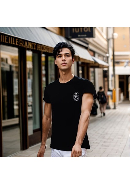 Elip Guitar T-Shirt %100 Pamuklu Siyah Penye Basic Erkek Tişört fırsatları