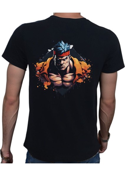 Splash Fight T-Shirt %100 Pamuklu Siyah Penye Basic Erkek Tişört