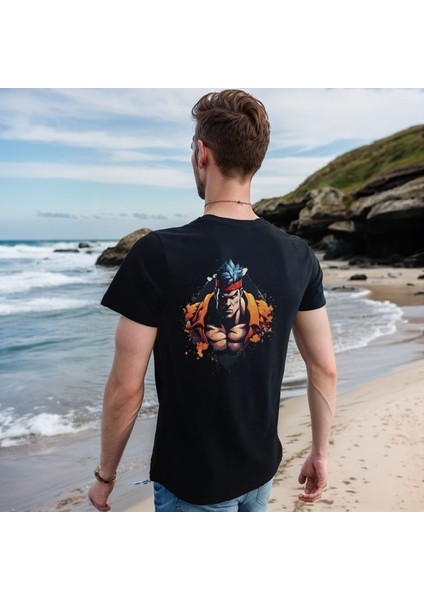 Splash Fight T-Shirt %100 Pamuklu Siyah Penye Basic Erkek Tişört fırsatları