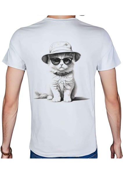 Black-White T-Shirt %100 Pamuklu Beyaz Penye Basic Erkek Tişört