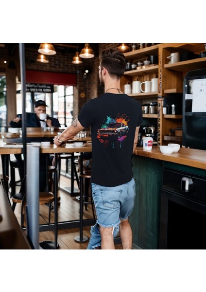 Splash Car T-Shirt Pamuklu Siyah Penye Basic Erkek Tişört fırsatları