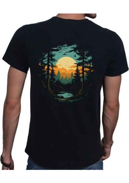 Forest T-Shirt Pamuklu Siyah Penye Basic Erkek Tişört