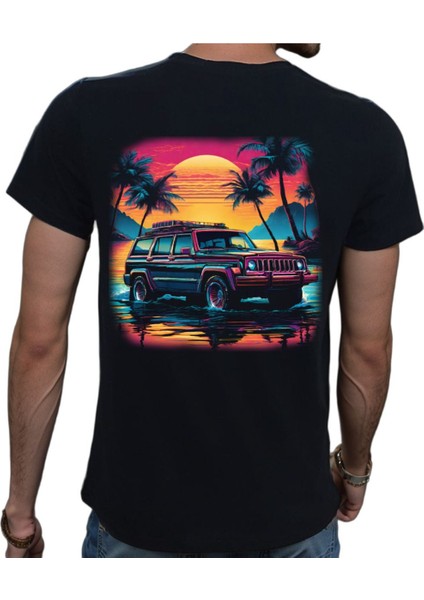 Tropical T-Shirt %100 Pamuklu Siyah Penye Basic Erkek Tişört