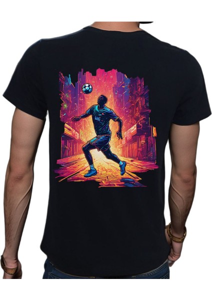 Neon Spor T-Shirt Pamuklu Siyah Penye Basic Erkek Tişört
