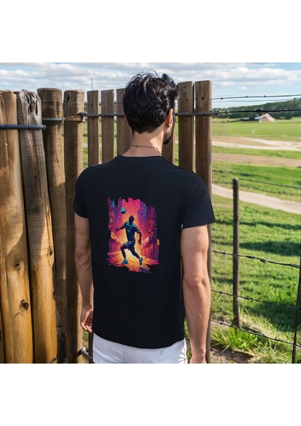 Neon Spor T-Shirt Pamuklu Siyah Penye Basic Erkek Tişört fırsatları