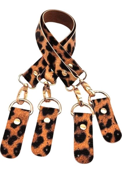 Suni Deri 55 cm Misu Model Çift Sap Leopar Renk Light Gold Metal