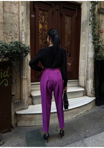 -Kadın Şalvar Kesimli Dar Paça Duble Kumaş Pantolon