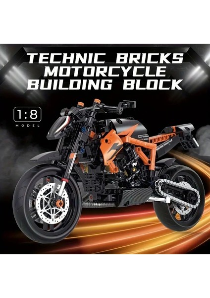 Teknik Motosiklet Yapım Seti 579 Parça 1:8 Ölçekli Turuncu Model Kiti fiyatları