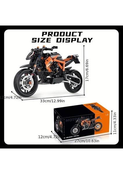 Teknik Motosiklet Yapım Seti 579 Parça 1:8 Ölçekli Turuncu Model Kiti modelleri