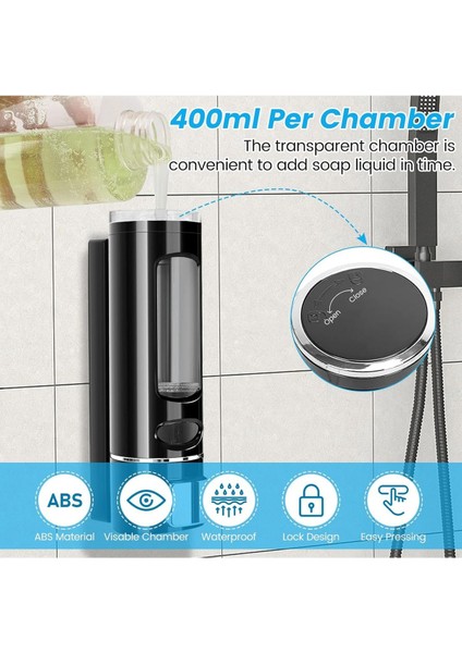 1 Adet Siyah Sıvı Sabunluk Plastik 400 ml Duş Jeli Şampuan Şişesi Oteller, Hastane, Banyo, Mutfak fırsatları