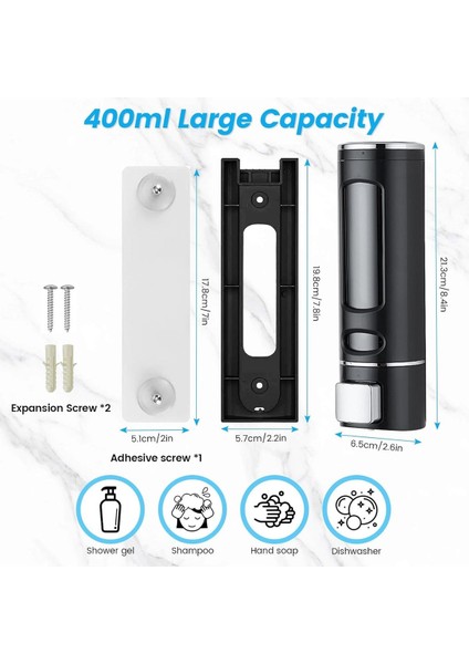 1 Adet Siyah Sıvı Sabunluk Plastik 400 ml Duş Jeli Şampuan Şişesi Oteller, Hastane, Banyo, Mutfak indirimleri