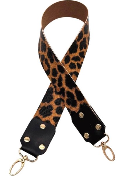 Ledi Moel Leopar Desenli Tek Çanta Sapı Light Gold Metalli