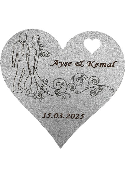 Düğün Nişan Nikah Kına Söz Hediyelik Kalp Model Inci Süslü Magnet 25 Adet