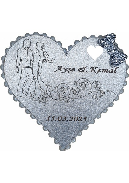 Düğün Nişan Nikah Kına Söz Hediyelik Kalp Model Inci Süslü Magnet 25 Adet