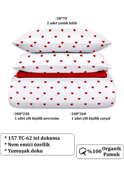 Akfil Lovely Çift Kişilik Nevresim Takımı 200 x 220 cm Kırmızı