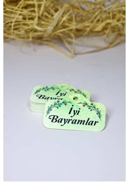 60 Adet Bayram Etiketi “iyi Bayramlar” Baskılı Beyaz Etiket (4x6 Cm) fiyatları