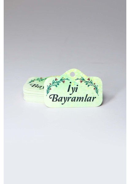 60 Adet Bayram Etiketi “iyi Bayramlar” Baskılı Beyaz Etiket (4x6 Cm) fırsatları
