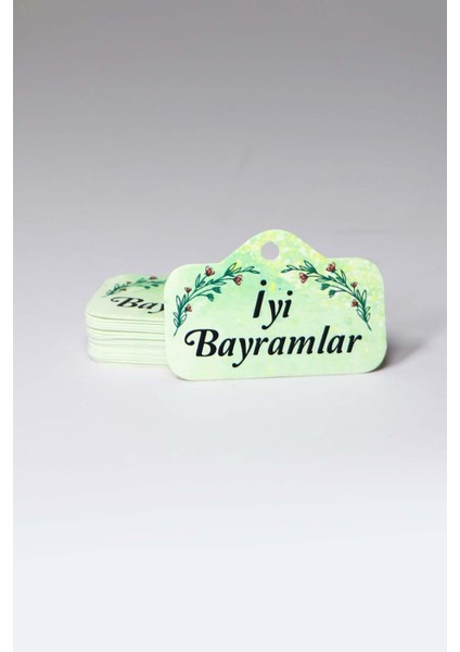 60 Adet Bayram Etiketi “iyi Bayramlar” Baskılı Beyaz Etiket (4x6 Cm) indirimleri