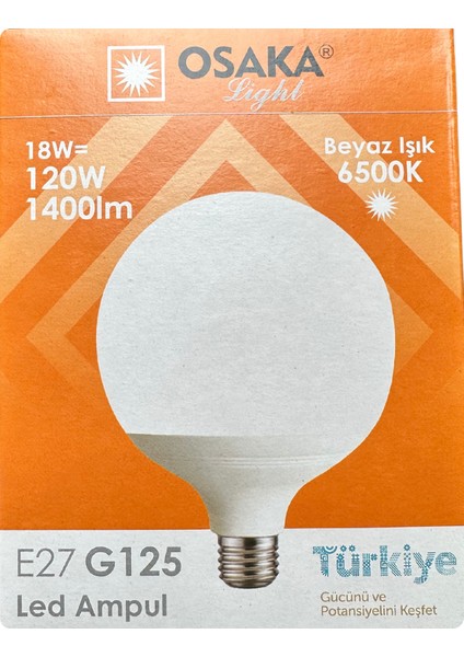 (10 Adet) 18W (120W) 6500K (Beyaz Işık) E27 Duylu (Kalın Duy) Glop LED Ampul